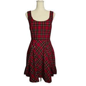 Tripp NYC Red Plaid Suspender Mini Dress M Y2k Punk Rocker Alt Emo Skater Girl